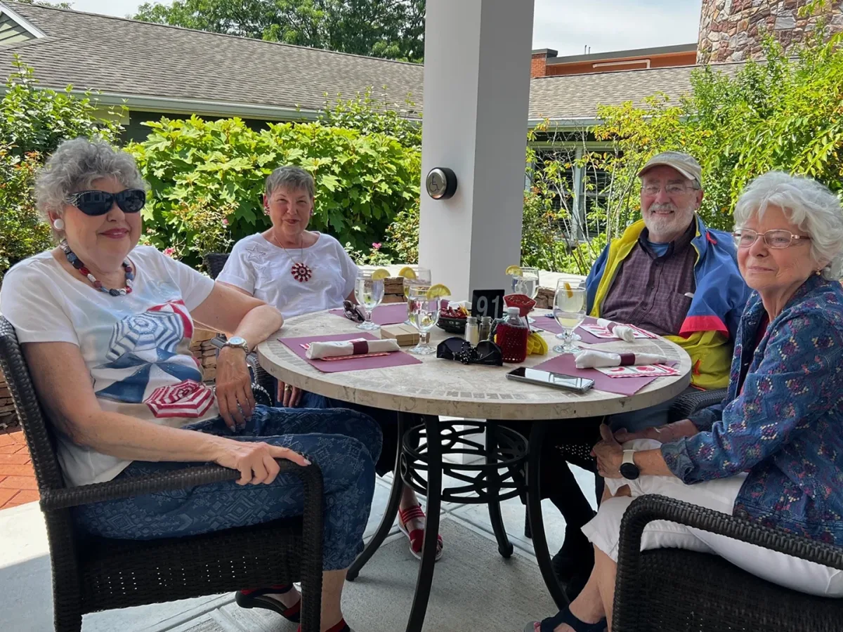 Residents at outdoor table