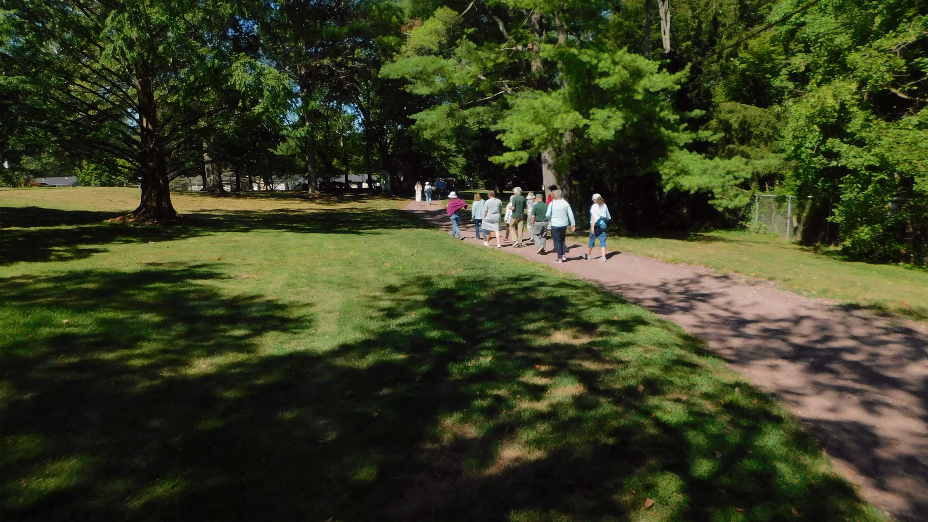 Residents walking path as a group