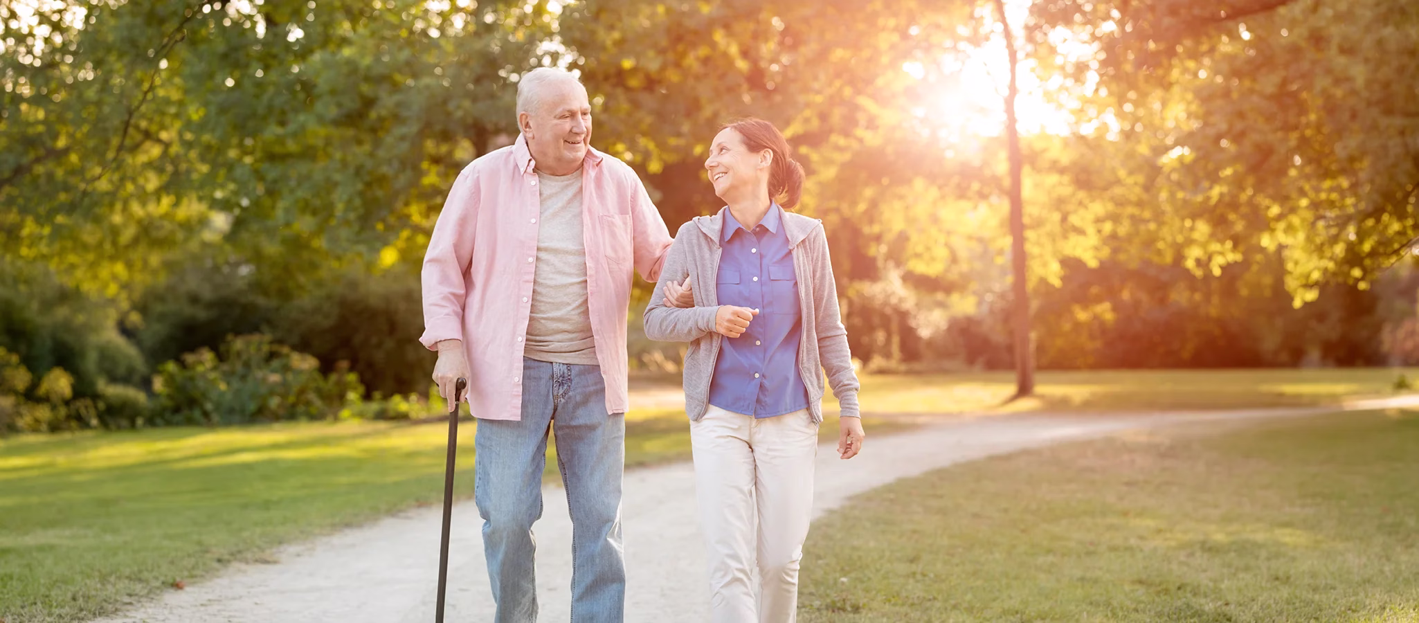Man and woman on outdoor path