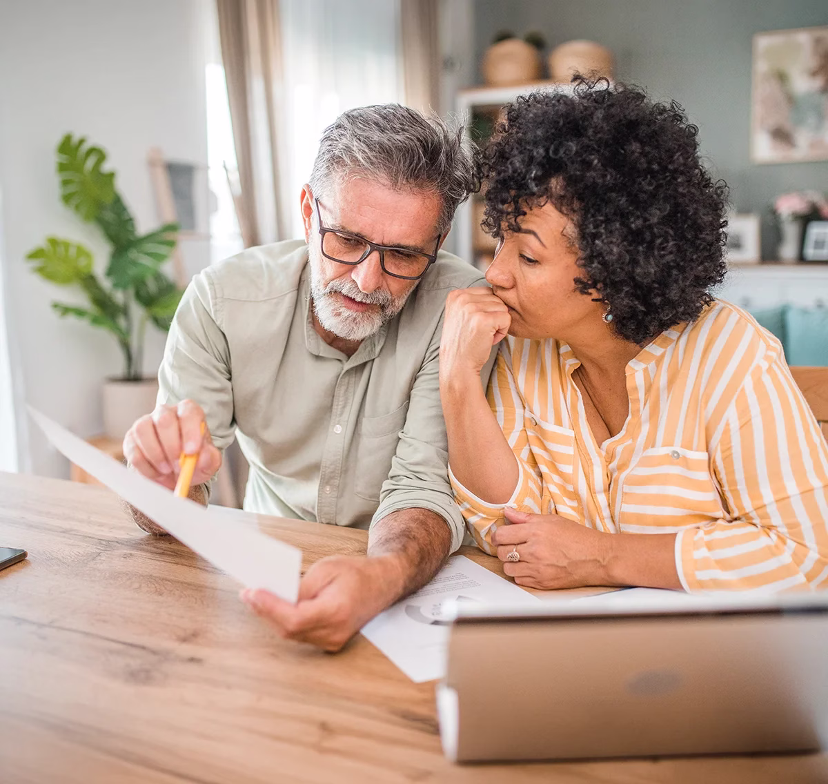 Man and woman reviewing documents