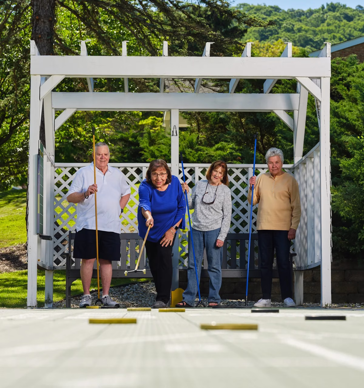 Residents playing shuffleboard