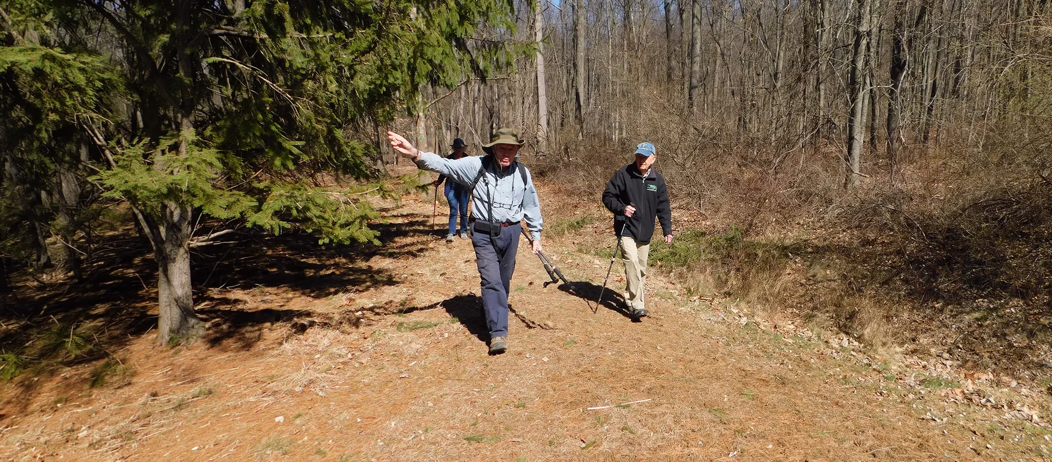 Residents hiking outdoor path