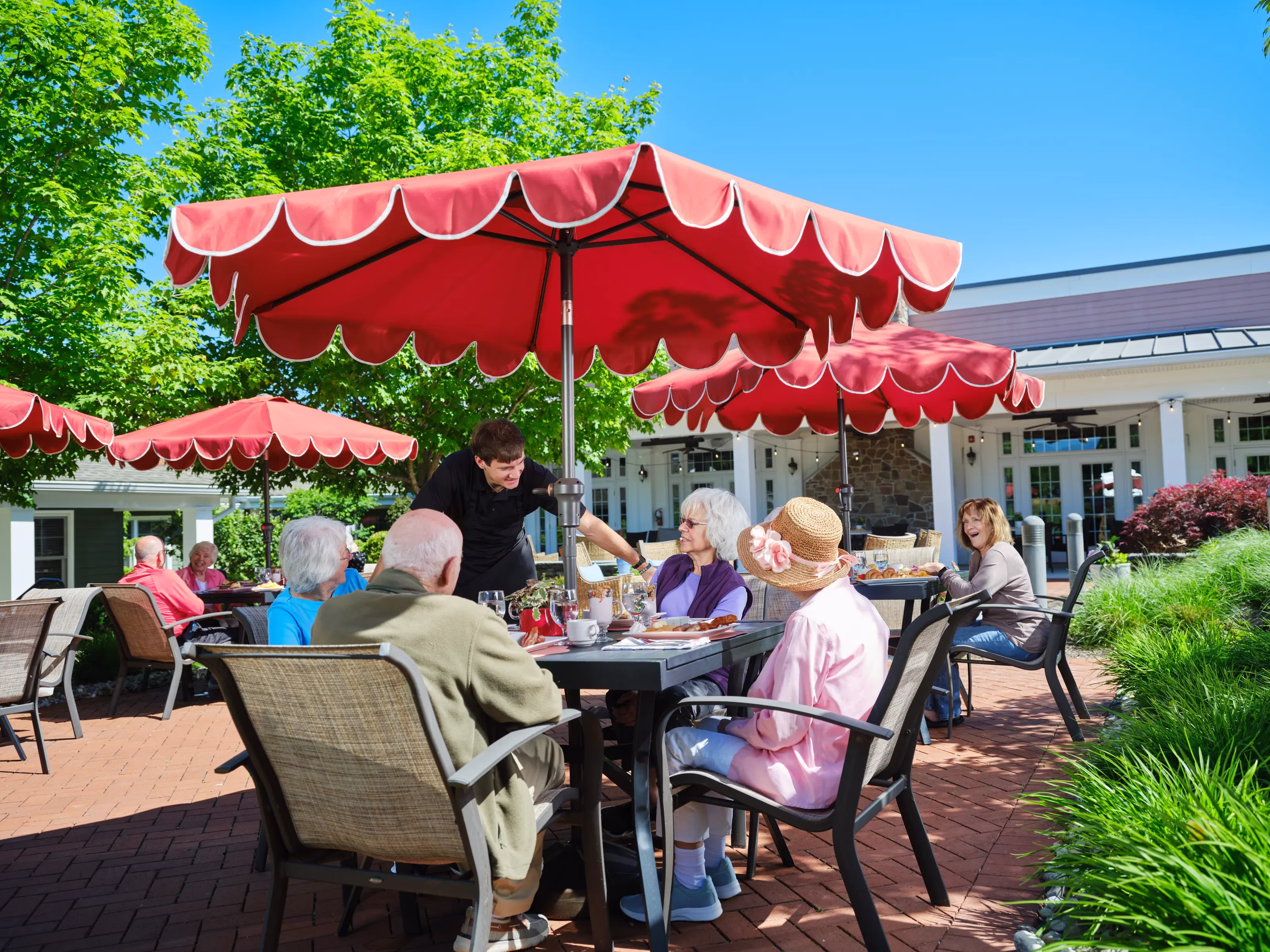 Residents at outdoor table