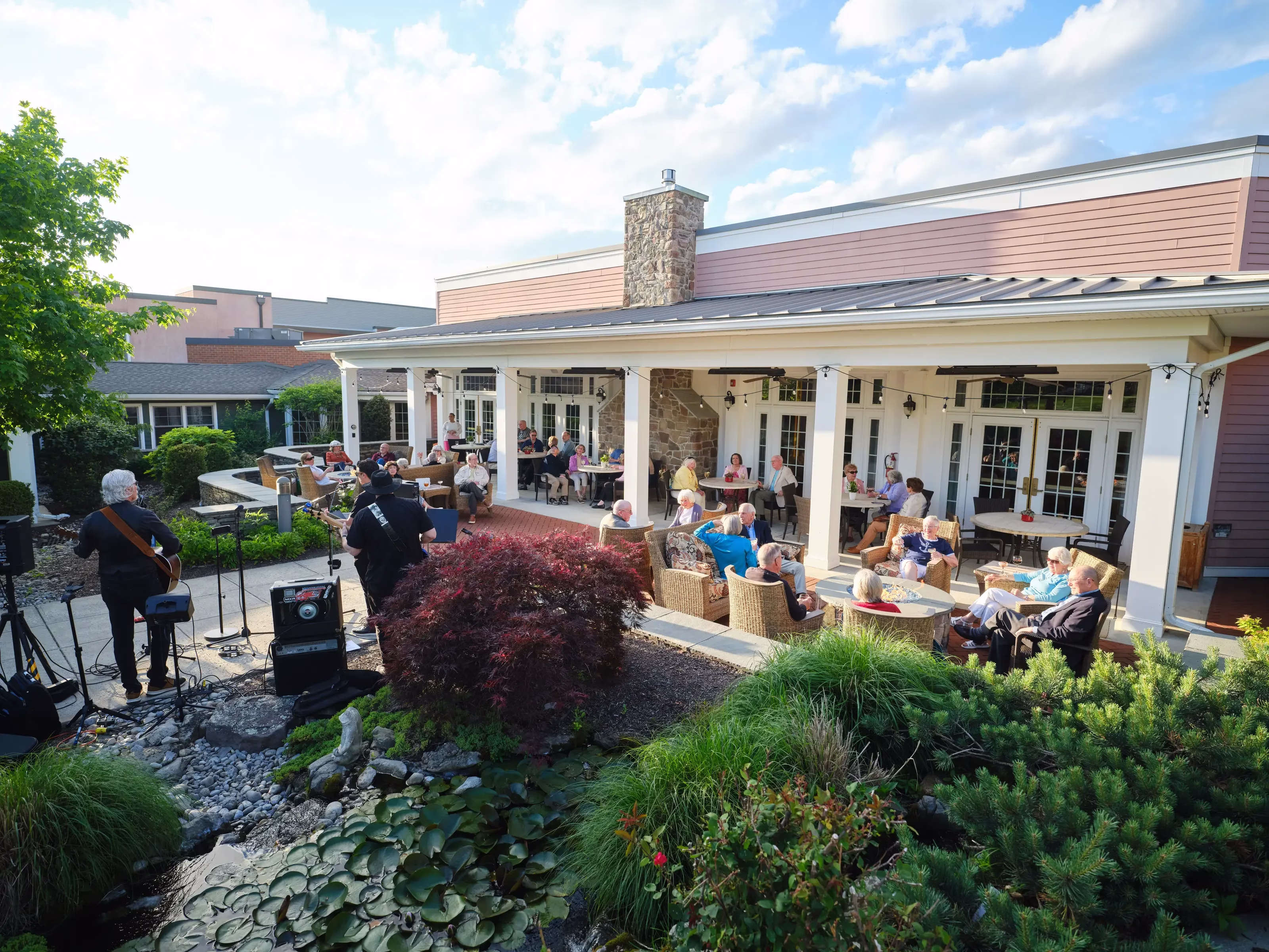 Outdoor patio event with live music
