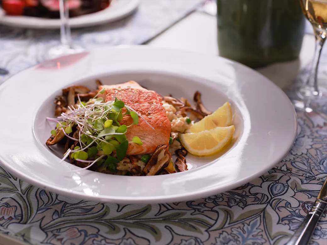 Healthy salmon dinner