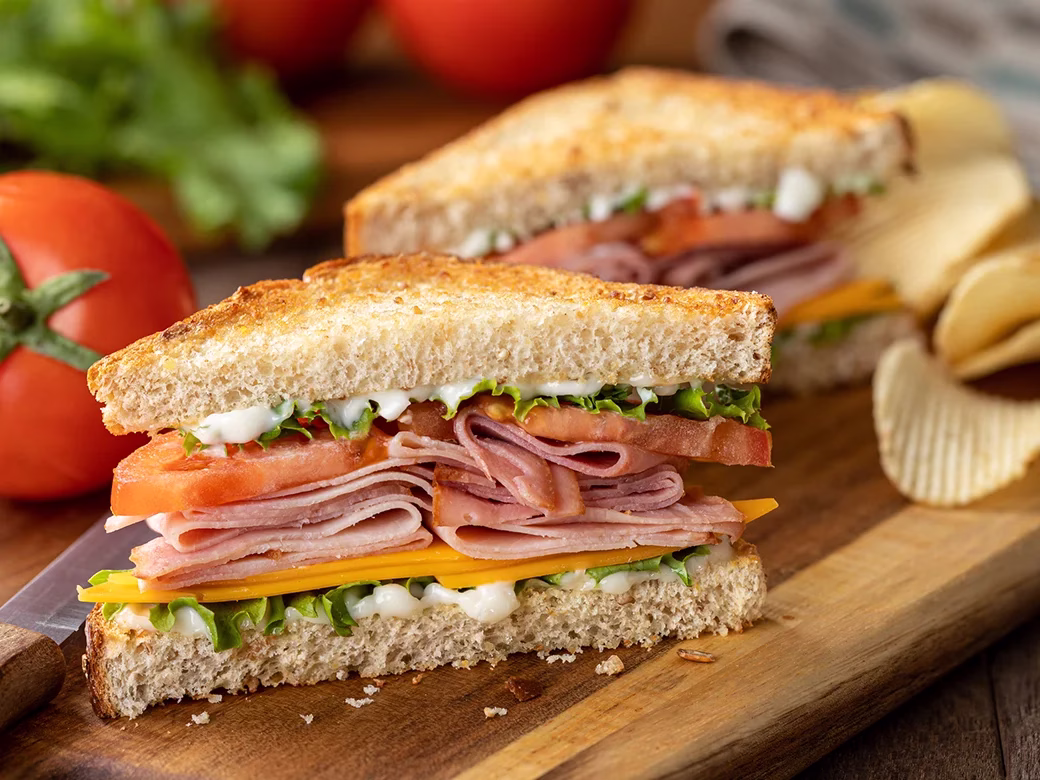 Close up view of a sandwich