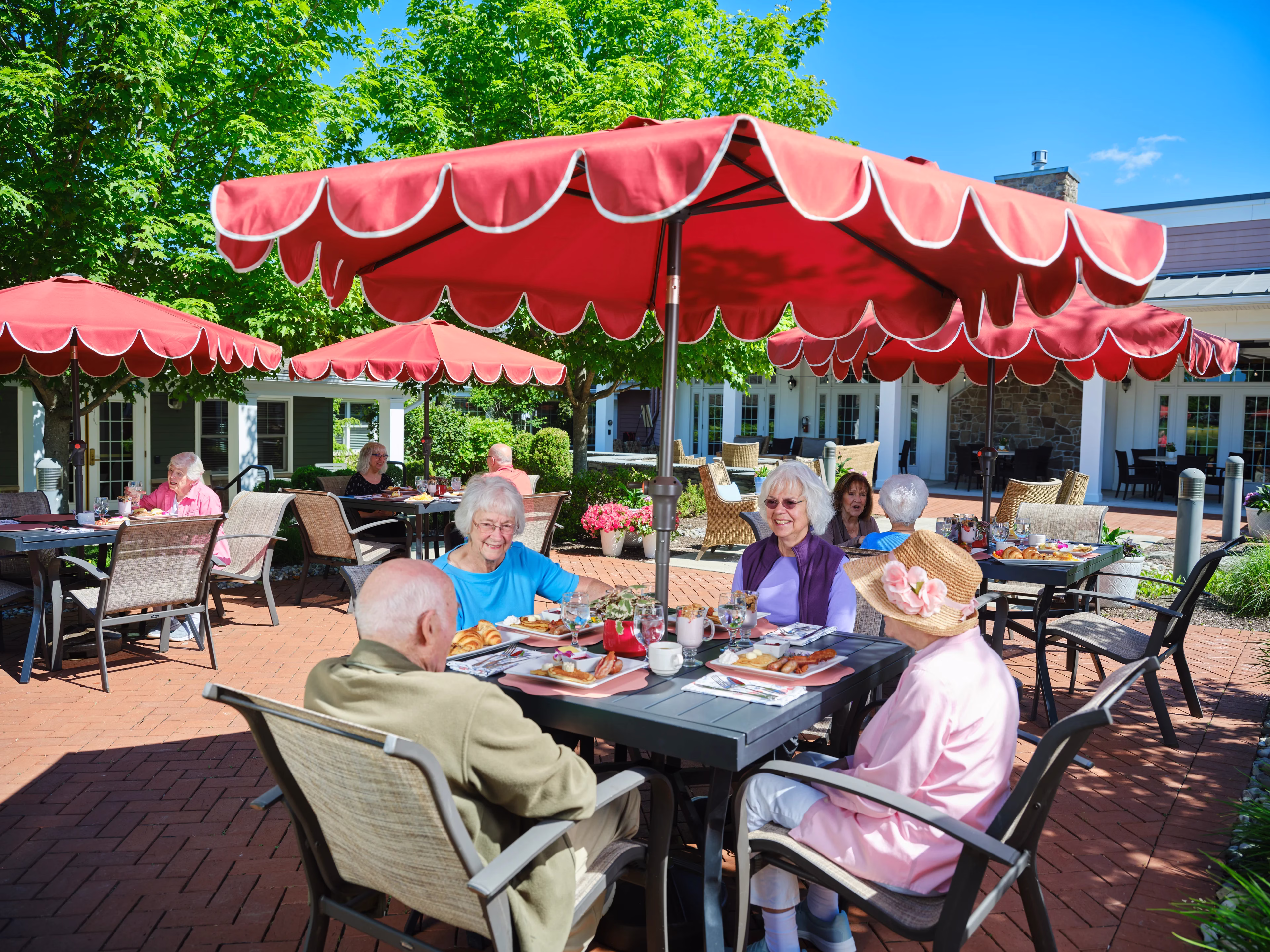 Residents dining outside